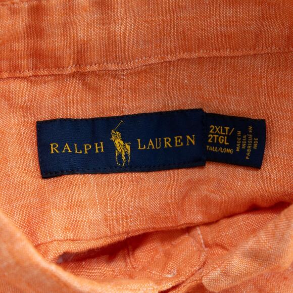 Polo Ralph Lauren Men Classic Fit Linen Shirt Orange Size 2XLT - Picture 5 of 5